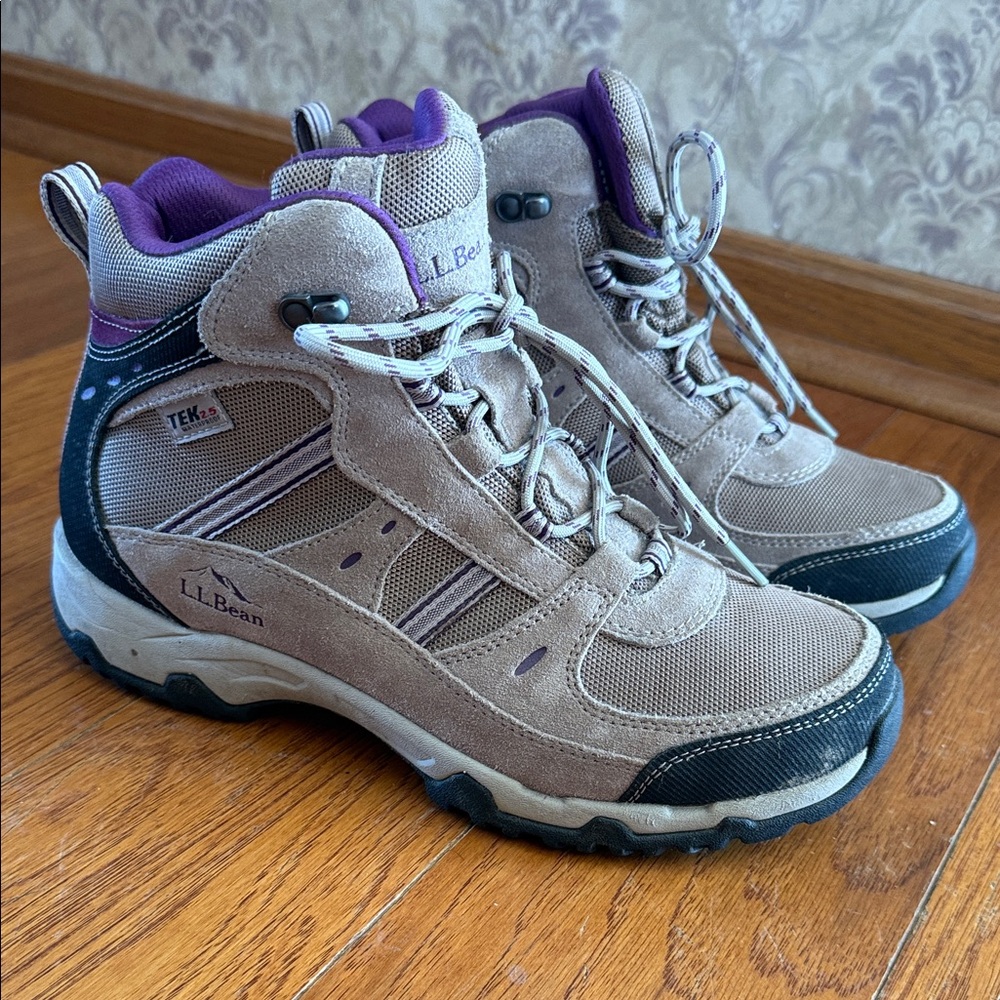 L.L. Bean Women's Tan and Purple hiking Boots